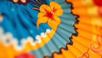 close up of a colorful umbrella with flowers on it photo