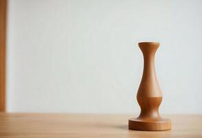 wooden object sitting on top of a wooden table photo