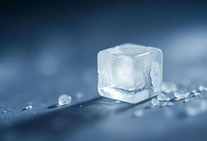 close up of an ice cube on a table photo
