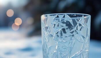 close up of a glass with ice on it photo