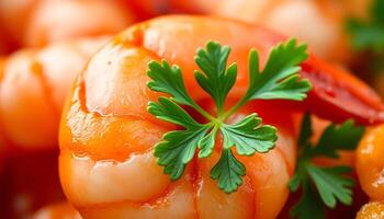 close up of a bunch of oranges with parsley photo