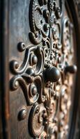 close up of a door with a decorative design photo