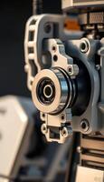 close up of a machine with a camera attached to it photo