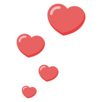 Cartoon-style red hearts with soft highlights float freely on a transparent background, perfect for love, romance, and Valentine themes. png