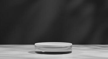 A white container sitting on a table with a black background photo