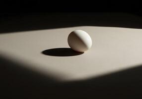 An egg sitting on a table with a shadow photo