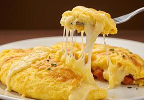 A plate with a fork and a piece of omelet photo