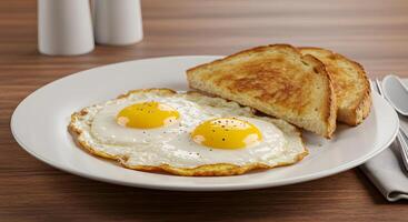 A plate of food with toast and eggs on it photo