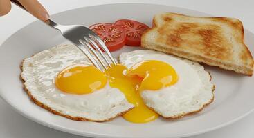 A plate with a fork and a slice of toast photo