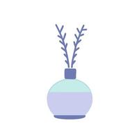 Minimal essential oil diffuser lavender silhouette light blue accent wellness and aromatherapy design vector