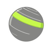 Flat minimal bold silhouette of exercise ball gray silhouette with a lime green accent detail health wellness vector