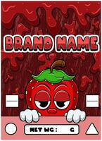 Strawberry Strain Cartoon with Slime Background. vector