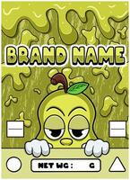 Pear Fruit Strain Cartoon with Slime Background. vector