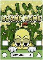 Avocado Strain Cartoon with Slime Background. vector