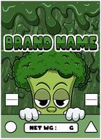 Broccoli Strain Cartoon with Slime Background. vector