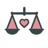 Minimal balance scale heart soft pink with white accent wellness and mindfulness design vector