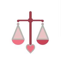 Minimalist depiction of balance scale featuring a heart in the center symbolizing equilibrium in health decisions wellness balance and fairness in care delivery vector