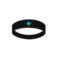 Wellness bracelet rendered black minimal bold silhouette with turquoise accent symbolizing health tracking accessories in a sleek modern style vector