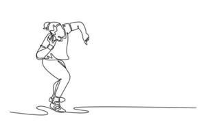 Single one line drawing female putter preparing to throw shot at indoor stadium in track and field athletics. Professional shot put competition. Continuous line draw design graphic illustration vector
