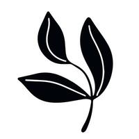 Isolated organic leaf shape in black ink doodle style, conveying a natural, rustic atmosphere for design concepts vector