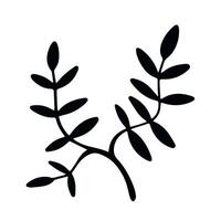Monochrome silhouette of a single leaf in a playful doodle style on white background, suitable for patterns, labels and icons vector