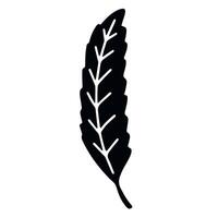 Minimalist black leaf shape in sketchy line art, ideal for eco-friendly branding, nature-themed projects, and simple illustrations vector