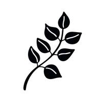 Simple black silhouette of leaf in minimal doodle style isolated on clean white background, perfect for botanical illustrations and modern graphic projects vector