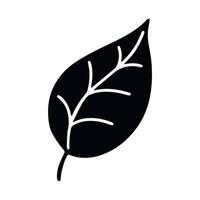 black silhouette of leaf in simple doodle style isolated on white background vector