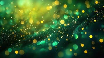 Stunning abstract background, with a green and gold bokeh effect, that is very eye-catching. photo