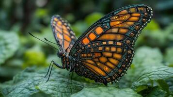 A digitally-enhanced butterfly, showcasing intricate circuit board patterns on its wings. photo