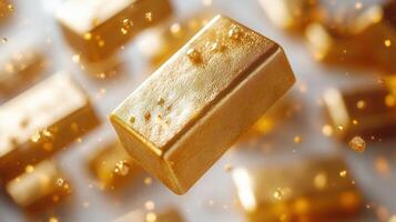 A close-up of golden bars, suggesting wealth and investment opportunities in a financial context. photo