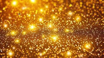 Stunning golden bokeh background features glittering lights for a radiant, abstract design. photo