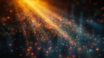 Captivating abstract composition with vibrant light and floating luminous particles in space. photo