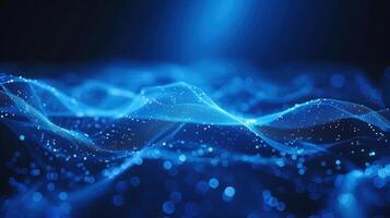 An abstract, blue-toned image showing flowing network connections with bokeh effects. photo