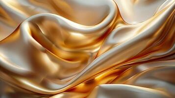 Elegant gold fabric flows in a smooth and luxurious wave-like pattern, perfect for design. photo