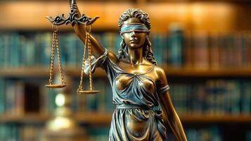 A close-up shot of the lady justice statue, a classic symbol of legal and ethical principles. photo