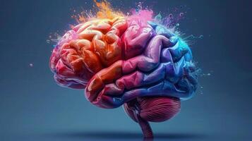 A vibrant and artistic illustration of a human brain, symbolizing intelligence and creativity. photo