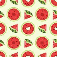 Flat Style Seamless Pattern with Watermelon Slice. Vibrant Fruit Texture for Summer Themed Designs and Creative Projects. vector