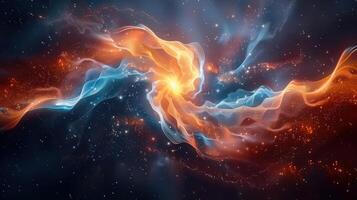 A captivating image of swirling cosmic energy, vibrant colors, and scattered stars. photo
