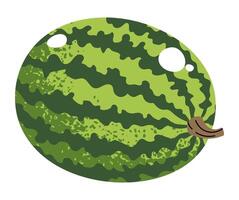 Flat Design Whole Watermelon Illustration with Distinctive Green Pattern and Stem on Transparent Background. Ideal for Summer Graphics, Food Designs, and Creative Projects vector
