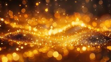 Golden bokeh lights illuminate a dreamy and abstract background, creating a stunning display of elegance. photo
