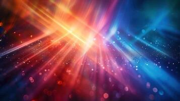 An artistic and abstract composition with bright, colorful light flares and bokeh effects. photo
