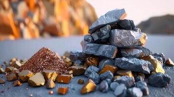 Various minerals like gold, iron ore, and copper create a natural and appealing composition. photo