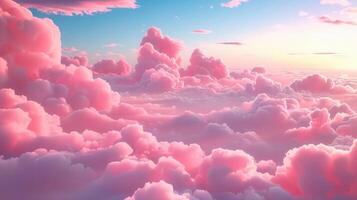 Gorgeous pink clouds fill the sky, creating a stunning sunrise vista of pure serenity. photo