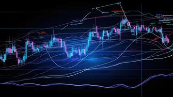 Cryptocurrency market chart with candlestick patterns, visualizing financial and trading data. photo