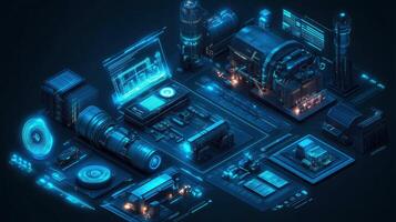 A mesmerizing display of futuristic technology, highlighting interconnected systems and digital infrastructure. photo