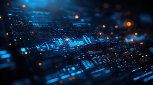 un detallado ver de un digital interfaz mostrando complejo datos visualizaciones y código. foto
