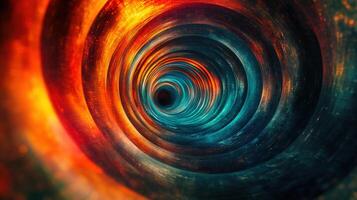 A mesmerizing abstract artwork that showcases a spiraling tunnel of vibrant colors and depth. photo