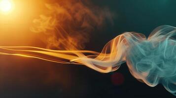 An artistic composition of smoke in orange and blue hues, forming a captivating design. photo