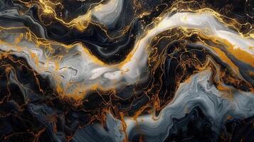 A mesmerizing abstract marble pattern with golden veins and elegant color contrast. photo
